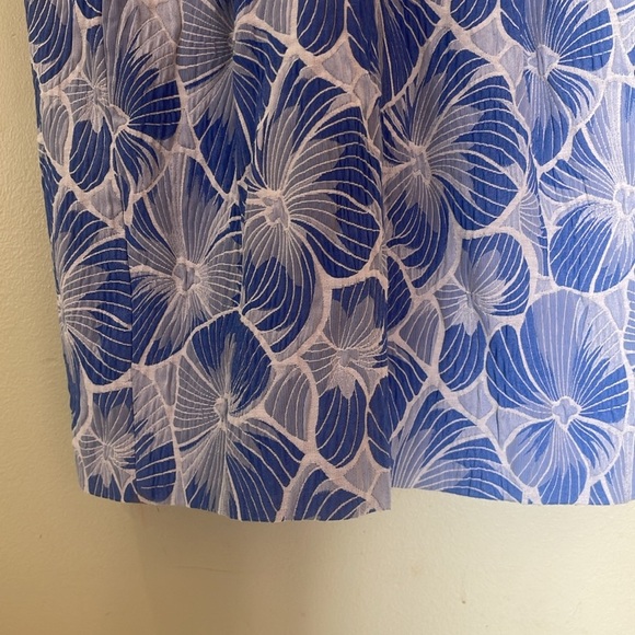 Moulinette Soeurs Anthropologie Blue Floral Fit & Flare Pleated Dress Size 14 - Picture 6 of 12